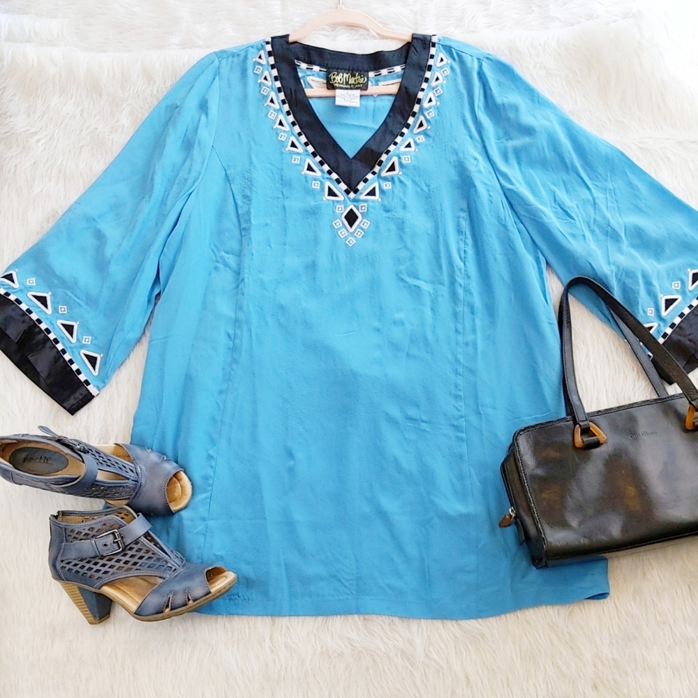 Boho tunic dress Bob Mackie wearbale art Sz L